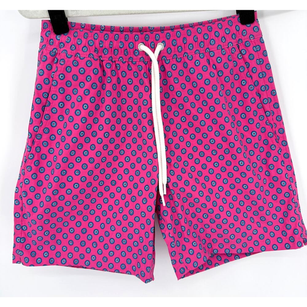 J Crew Mens Swimwear 6" Stretch Swim Trunks Shorts Pink Blue Size XS NEW